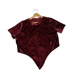 Adara Crushed Velvet Crop Top Womens Small Burgundy Whimsigoth Y2K Gothic